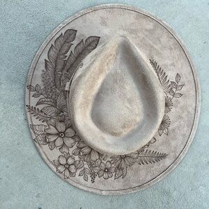 Floral taupe rancher style cowboy hat wide flat brim